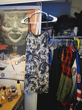 Ed Hardy Black & White Graphic Slip Dress